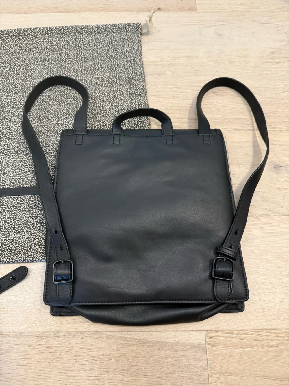 Loeffler Randall Black Leather Convertible Backpack or Crossbody Rare Bag